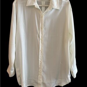 Classic White Silky Button-Up Shirt